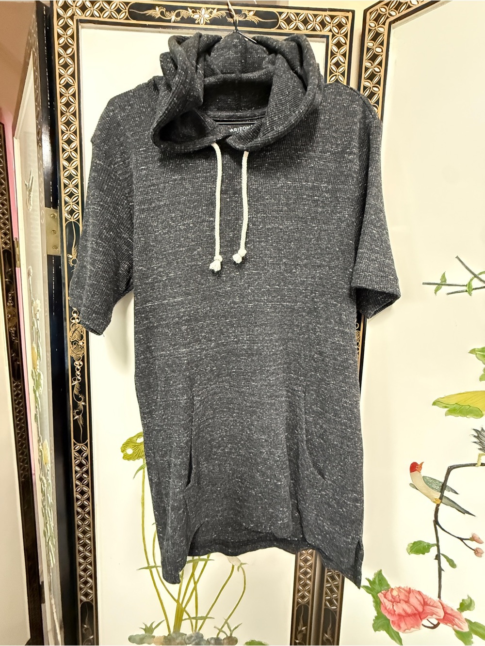Arizona Jean Co. Men's Short Sleeve Waffle Knit Hoodie - Dark Gray Heather